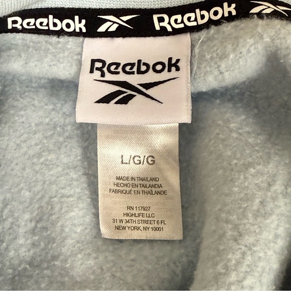 Reebok Light Blue Crewneck Sweatshirt L Fleece Pullover Athletic Lounge Top - Picture 6 of 9